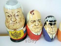 Vintage Nesting Dolls Matryoshka Russian Soviet Political Leaders, Set of 10 Sign