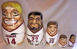 Vintage Oklahoma State Sooners Football Collectable Russian Nesting Doll Set