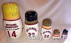 Vintage Oklahoma State Sooners Football Collectable Russian Nesting Doll Set