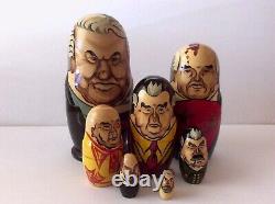 Vintage Past Russian Soviet Political Leaders Nesting Dolls Matryoshka 7 pieces