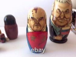 Vintage Past Russian Soviet Political Leaders Nesting Dolls Matryoshka 7 pieces