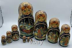 Vintage R. Ceprueb Nocag Hand Painted Signed Russian Nesting Dolls 11 Piece 9