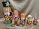 Vintage Russian Balalaika Musician Matryoshka 10 Piece Nesting Doll Set 10.5