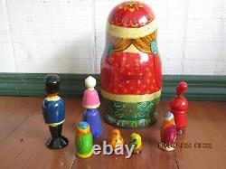 Vintage Russian Christmas Nesting Dolls 9'
