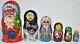 Vintage Russian Christmas/santa Claus Nesting Dolls / 6 Wood Hand Painted Large