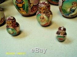 Vintage Russian Hand Painted 10 Piece Matryoshka Dolls, Russian Nesting Dolls