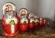 Vintage Russian Handmade Matryoshka Santa Nesting Doll 7 Pce
