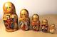 Vintage Russian Matryoshka Nesting Doll 5 Pc Hand Carved & Painted Gold Swan