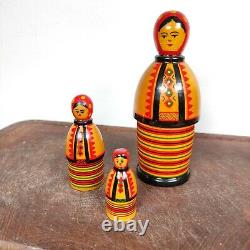 Vintage Russian Matroyshka Nesting Dolls, babushka stacking dolls
