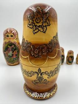 Vintage Russian Matryoshka Babushka Nesting Dolls Hand Painted 10 Pieces 10