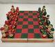 Vintage Russian Matryoshka Nesting Doll Hand Painted Wooden Chess Set Missing 1