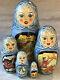 Vintage Russian Matryoshka Nesting Dolls Hand Painted Signed 5 Pc Fairy Tale
