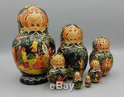 Vintage Russian Matryoshka Nesting Dolls Sergiyev Posad 7 Pieces Signed