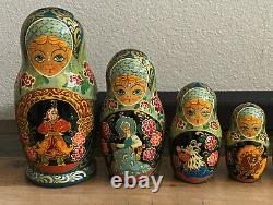 Vintage Russian Matryoshka Nesting Dolls signed Ceprueb Nocag Set of 10