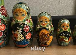 Vintage Russian Matryoshka Nesting Dolls signed Ceprueb Nocag Set of 10