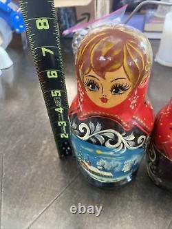 Vintage Russian Matryoshka Nesting Stacking Dolls 7 Pieces Hand Painted