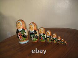 Vintage Russian Matryoshka nesting dolls 8 pcs Signed
