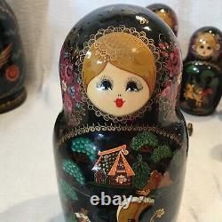 Vintage Russian Nesting Doll 10 pc LARGE 12 Matryoshka Signed Hand Painted
