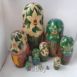 Vintage Russian Nesting Doll Artisan Flower Fairys Fairytale 10-N