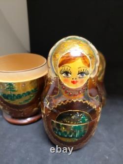 Vintage Russian Nesting Doll Handpainted Signed