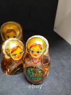 Vintage Russian Nesting Doll Handpainted Signed