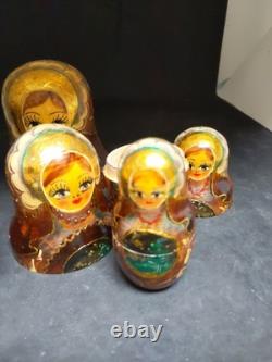 Vintage Russian Nesting Doll Handpainted Signed