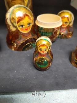 Vintage Russian Nesting Doll Handpainted Signed