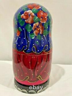 Vintage Russian Nesting Doll Matryoshka 10 Pieces 10 Tall Hand Painted