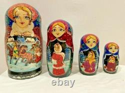 Vintage Russian Nesting Doll Matryoshka 10 Pieces 10 Tall Hand Painted