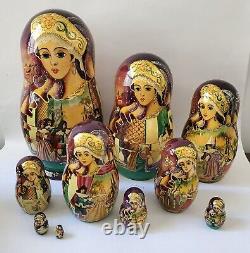 Vintage Russian Nesting Doll Very Large Artisan Scenes From Cinderella