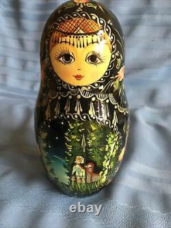 Vintage Russian Nesting Dolls 10 Pieces 9 Tall Hand Painted 1994