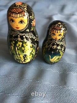 Vintage Russian Nesting Dolls 10 Pieces 9 Tall Hand Painted 1994