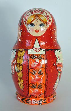 Vintage Russian Nesting Dolls 7 Eggs Carved Wood Painted BLOND GIRLS 7 Matpewka