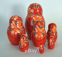 Vintage Russian Nesting Dolls 7 Eggs Carved Wood Painted BLOND GIRLS 7 Matpewka