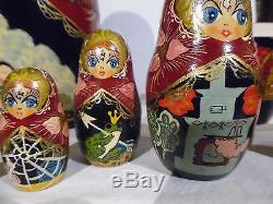 Vintage Russian Nesting Dolls 8 Inch 7 Piece Set Signed And Dated 1993