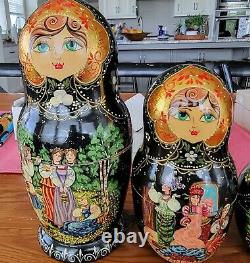 Vintage Russian Nesting Dolls 9 Pcs Signed Hand Painted 2004 Matryoshka