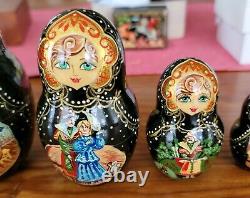 Vintage Russian Nesting Dolls 9 Pcs Signed Hand Painted 2004 Matryoshka