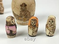 Vintage Russian Nesting Dolls Grandmother and kids 29 piece 8 signed