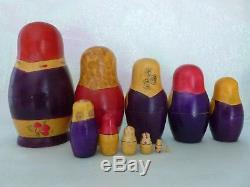 Vintage Russian Nesting Dolls Lot of 17 Matryoshka Hand Painted USSR Wood