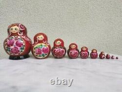 Vintage Russian Nesting Dolls Matryoshka Babushka Hand Made Set 10 pc Girls 7