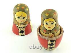 Vintage Russian Nesting Dolls Set Of 5 Hand Decorated And Varnish L711