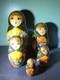 Vintage Russian Nesting Dolls Winter Christmas Sleigh Flowers Gold Inlay