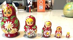 Vintage Russian Nesting Dolls. Wooden, Hand Painted. Nesting