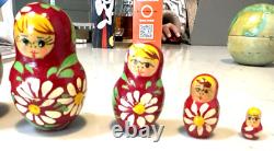 Vintage Russian Nesting Dolls. Wooden, Hand Painted. Nesting