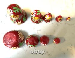 Vintage Russian Nesting Dolls. Wooden, Hand Painted. Nesting