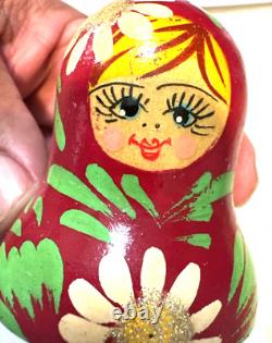 Vintage Russian Nesting Dolls. Wooden, Hand Painted. Nesting