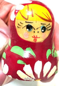 Vintage Russian Nesting Dolls. Wooden, Hand Painted. Nesting