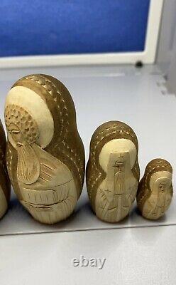 Vintage Russian Nesting Dolls Wooden Signed 7 Pcs