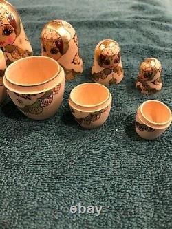 Vintage Russian Nesting Dolls, eight of them in beautiful condition, display only