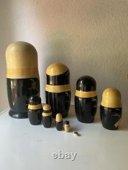 Vintage Russian Nesting Political Matryoshka Hand Painted Set, 9 Dolls